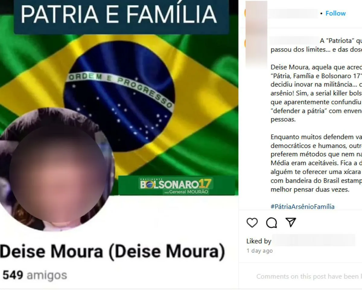 Falso: Posts difundem perfil falso de Deise Moura para associá-la a Bolsonaro