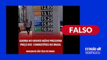 Falso: Foto que mostra preço do litro da gasolina a mais de R$ 12 foi manipulada